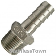 Hose Barb Fitting 1/2 Hose x 1/2 MPT Type 304 STAINLESS